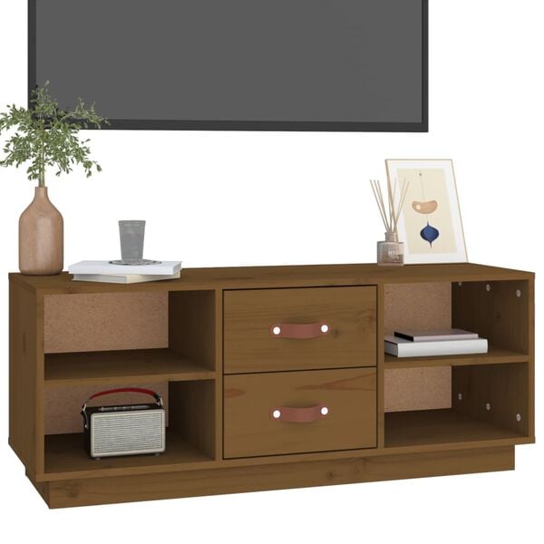 vidaXL Meuble TV Marron miel 100x34x40 cm Bois de pin massif