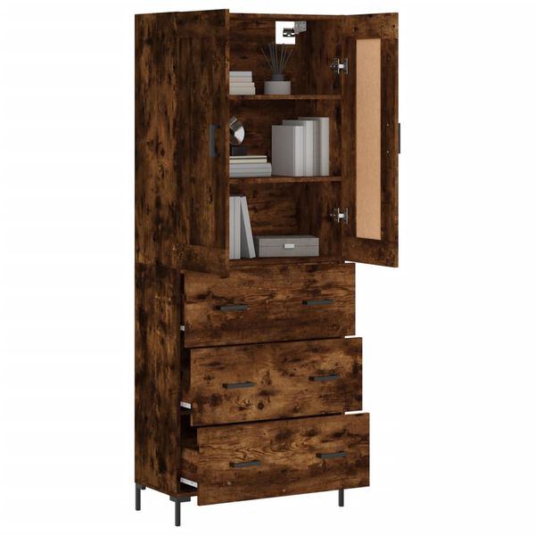 vidaXL Buffet haut Ch&ecirc;ne fum&eacute; 69,5x34x180 cm Bois d'ing&eacute;nierie