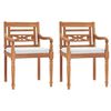 vidaXL Chaises Batavia lot de 2 avec coussins Bois de teck solide