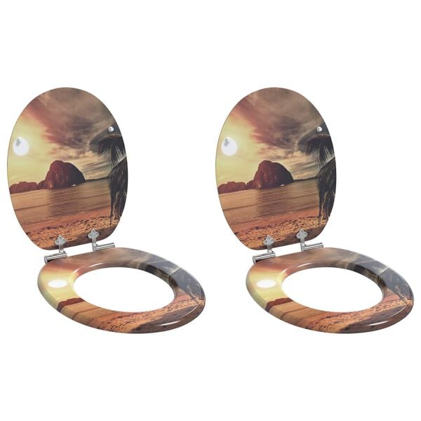 vidaXL Si&egrave;ge de toilette 2 pcs Orange 44 x 38 cm Panneau MDF