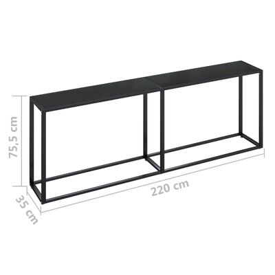 vidaXL Table console Noir 220x35x75,5 cm Verre trempé