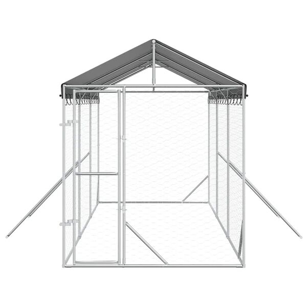 vidaXL Chenil d'ext&eacute;rieur pour chiens avec toit argent&eacute; 2x6x2,5 m