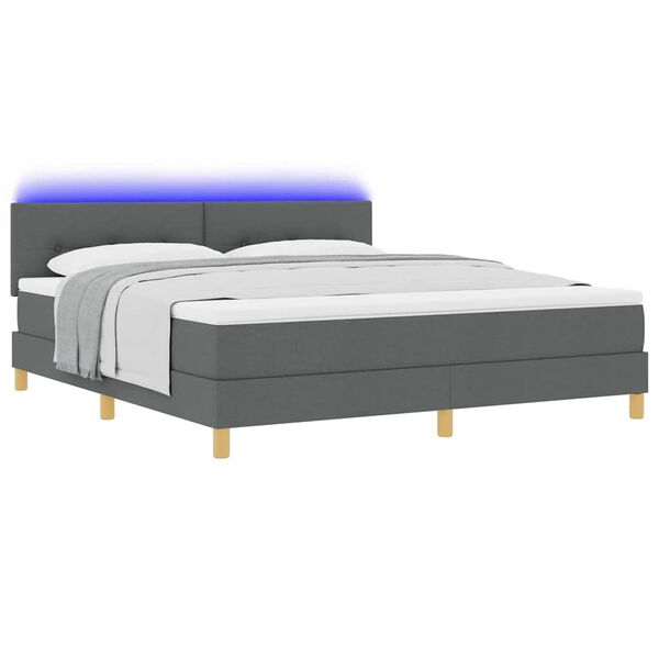 vidaXL Lit &agrave; ressort LED avec matelas Gris fonc&eacute; 180 x 200 cm tissu