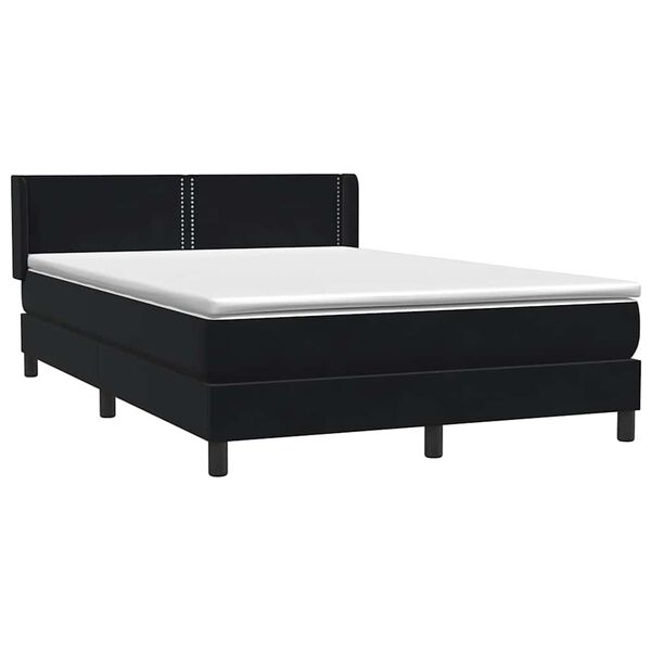 vidaXL Sommier &agrave; lattes de lit avec matelas noir 160x210 cm velours