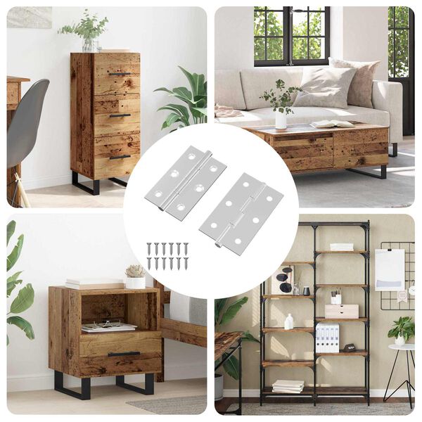 vidaXL Charni&egrave;re Uni 2 pcs Argent&eacute; 58 x 35 x 1 mm Acier