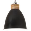 vidaXL Lampe suspendue industrielle Noir Fer et bois solide 35 cm E27