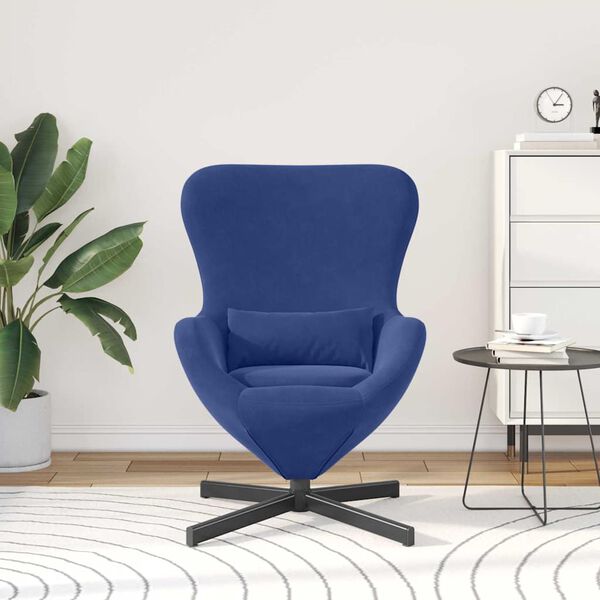 vidaXL Fauteuil &oelig;uf Bleu police 63 x 73 x 90 cm Velours