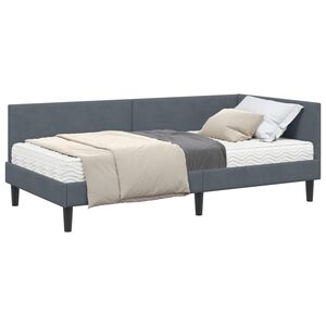 vidaXL Cadre de lit d'angle avec matelas Autre 2 pcs Gris Velours