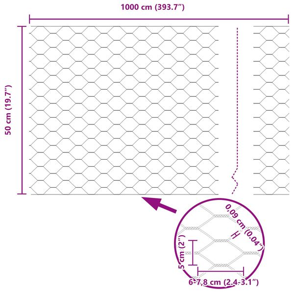 vidaXL Cl&ocirc;ture hexagonale Vert 0,5 x 10 m PVC