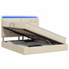 vidaXL Lit de rangement LED avec matelas Cr&egrave;me 160 x 200 cm Tissu