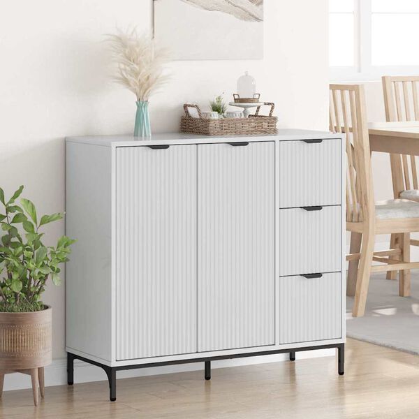 vidaXL Buffet Blanc brillant 89,5 x 33 x 82 cm Bois d'ing&eacute;nierie