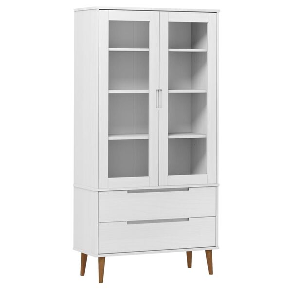 vidaXL Armoire &agrave; vitrine MOLDE Blanc 90x35x175 cm Bois de pin massif
