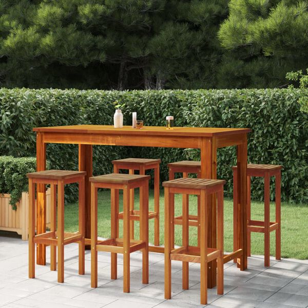 vidaXL Ensemble de bar de jardin 7 pcs bois d'acacia solide