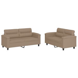 vidaXL Ensemble de canap&eacute;s 2 pcs avec coussins Cappuccino Similicuir
