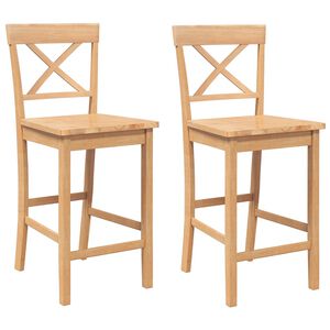 vidaXL Tabourets de bar (lot de 2) en bois massif naturel et caoutchouc