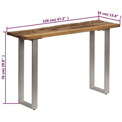 vidaXL Table console Bois de récupération et acier 120x35x76 cm