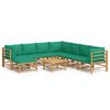 vidaXL Salon de jardin 9 pcs avec coussins vert bambou