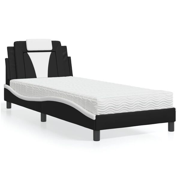 vidaXL Lit Viana avec matelas noir et blanc 80x200 cm similicuir