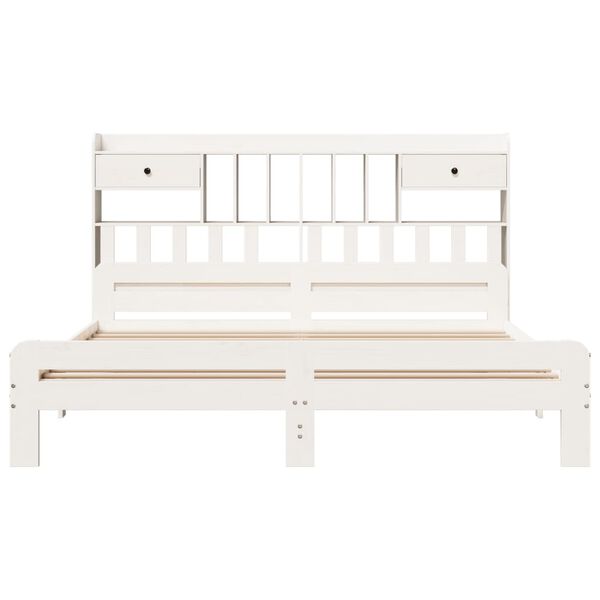 vidaXL Lit biblioth&egrave;que sans matelas blanc 180x200 cm bois pin massif