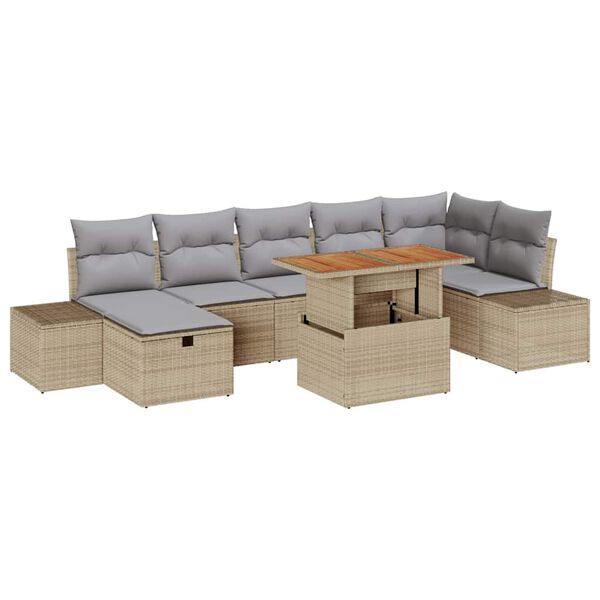 vidaXL Ensemble de canap&eacute; de jardin 8 pcs Beige Poly rotin