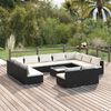 vidaXL Salon de jardin 12 pcs avec coussins Noir R&eacute;sine tress&eacute;e