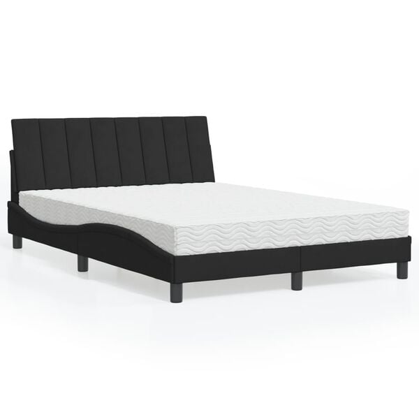 vidaXL Lit avec matelas Hanko noir 140x190 cm velours
