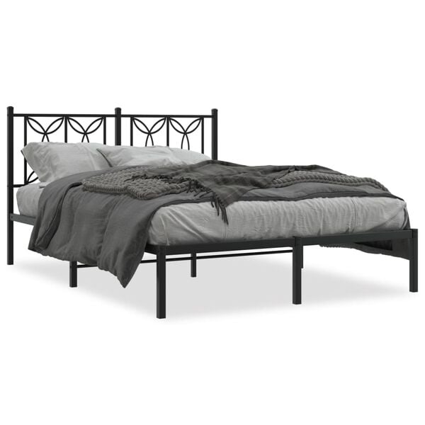 vidaXL Cadre de lit m&eacute;tal sans matelas avec t&ecirc;te de lit noir 140x200cm