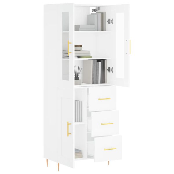 vidaXL Buffet haut Blanc 69,5x34x180 cm Bois d'ing&eacute;nierie