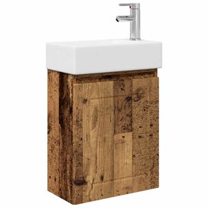 vidaXL Meuble de salle de bain avec robinet Bois ancien