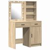 vidaXL Ensemble de table de maquillage avec LED 2 pc Ch&ecirc;ne Sonoma