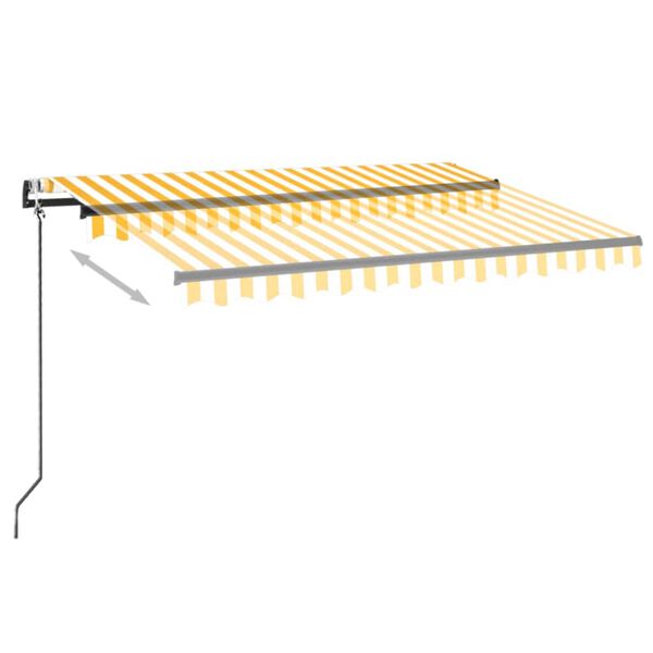 vidaXL Auvent automatique capteur de vent/LED 350x250cm Jaune et blanc