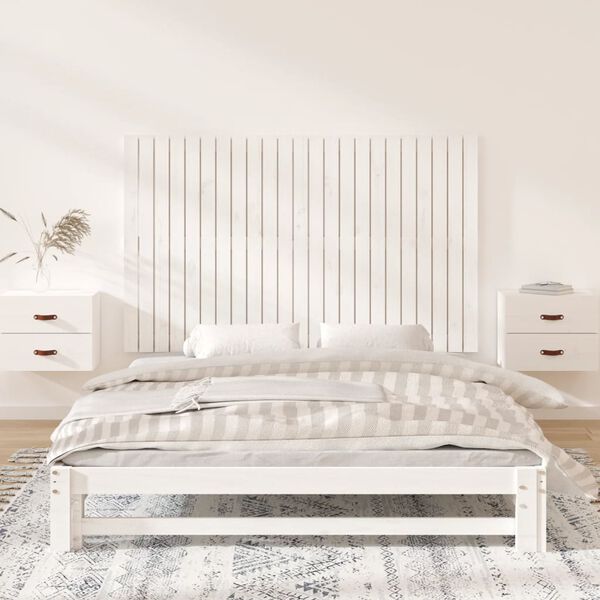 vidaXL T&ecirc;te de lit murale Blanc 147x3x90 cm Bois massif de pin
