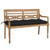 vidaXL Banc Batavia avec coussin noir 120 cm Bois de teck massif