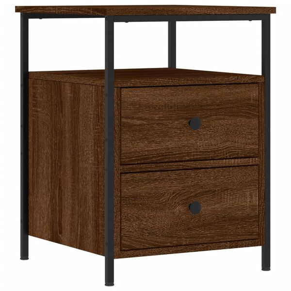 vidaXL Table de chevet ch&ecirc;ne marron 44x45x60 cm bois d'ing&eacute;nierie