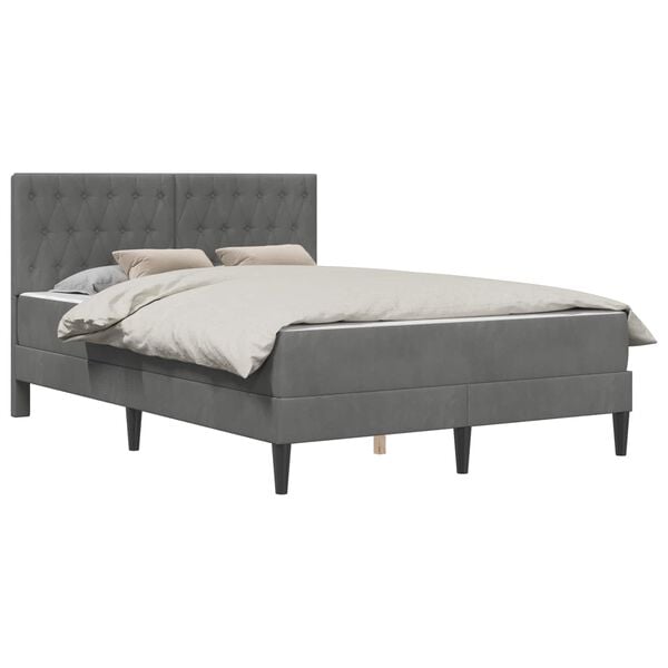vidaXL Cadre de lit avec matelas Gris fonc&eacute; 120 x 190 cm Velours