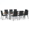 vidaXL Ensemble &agrave; manger de jardin 9 pcs noir textil&egrave;ne et acier