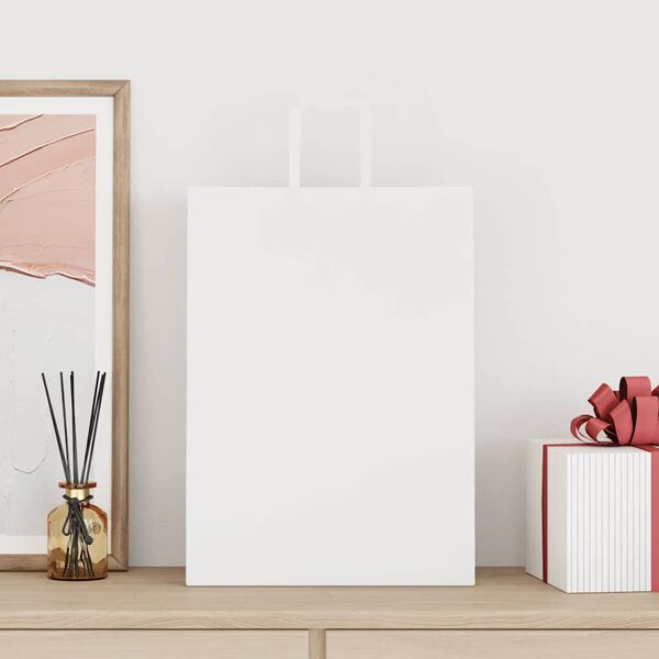 vidaXL Sacs en papier 50 pcs avec poign&eacute;es blanc 32x17x44 cm