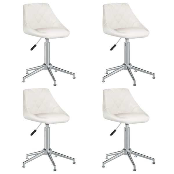 vidaXL Chaises pivotantes &agrave; manger lot de 4 blanc similicuir