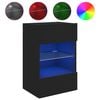 vidaXL Meuble TV mural avec lumi&egrave;res LED noir 40x30x60,5 cm
