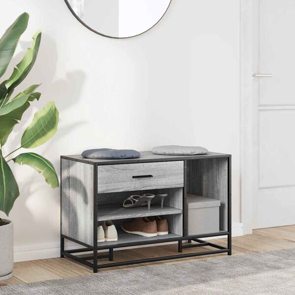 vidaXL Banc à chaussures sonoma gris bois d'ingénierie et métal
