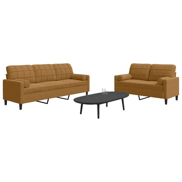 vidaXL Ensemble de canapés 2 pcs avec coussins et traversins velours