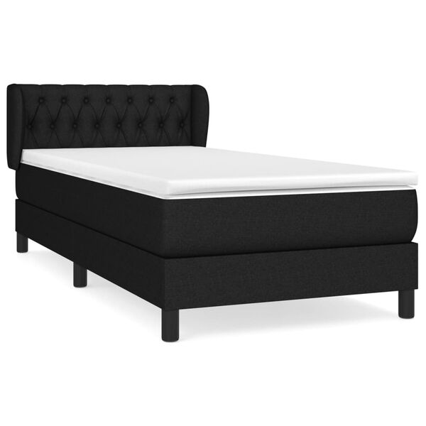 vidaXL Sommier &agrave; lattes de lit avec matelas Noir 90x190 cm Tissu