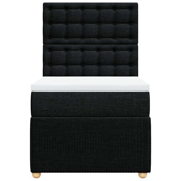 vidaXL Sommier &agrave; lattes de lit avec matelas Noir 90x200 cm Tissu