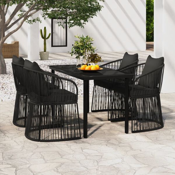 vidaXL Ensemble à manger de jardin avec coussins 5 pcs Noir