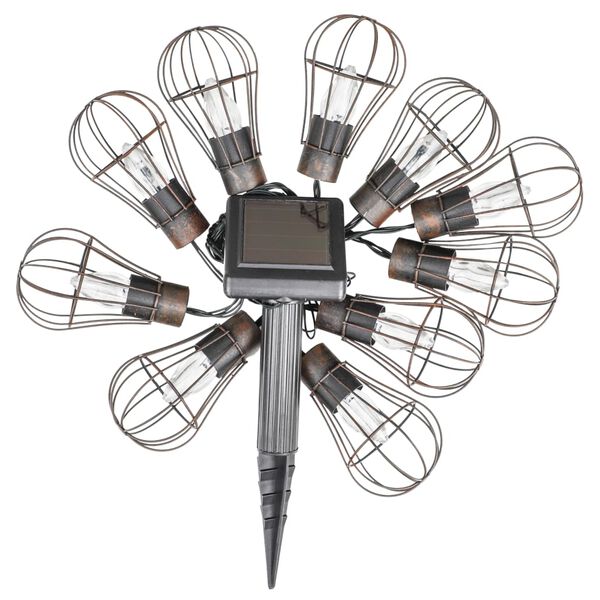 HI Guirlande lumineuse &agrave; LED solaire de jardin 10 ampoules 5,5 cm
