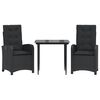 vidaXL Ensemble &agrave; manger de jardin avec coussins 3 pcs Noir
