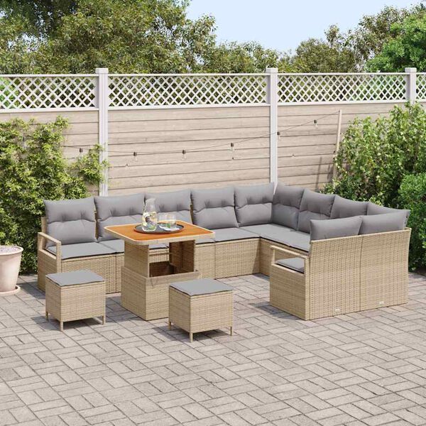 vidaXL Ensemble de canap&eacute; de jardin 12 pcs Beige et Gris clair