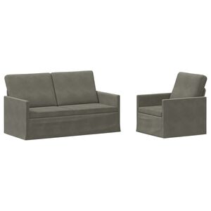 vidaXL Ensemble de Canap&eacute;s 2 pcs Gris clair Tissu en velours c&ocirc;tel&eacute;