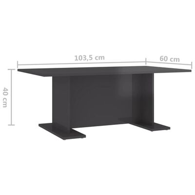 vidaXL Table basse Gris brillant 103,5x60x40 cm Aggloméré