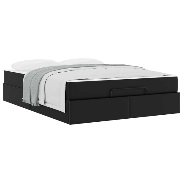 vidaXL Cadre de lit avec matelas avec matelas 2 pcs Noir PVC